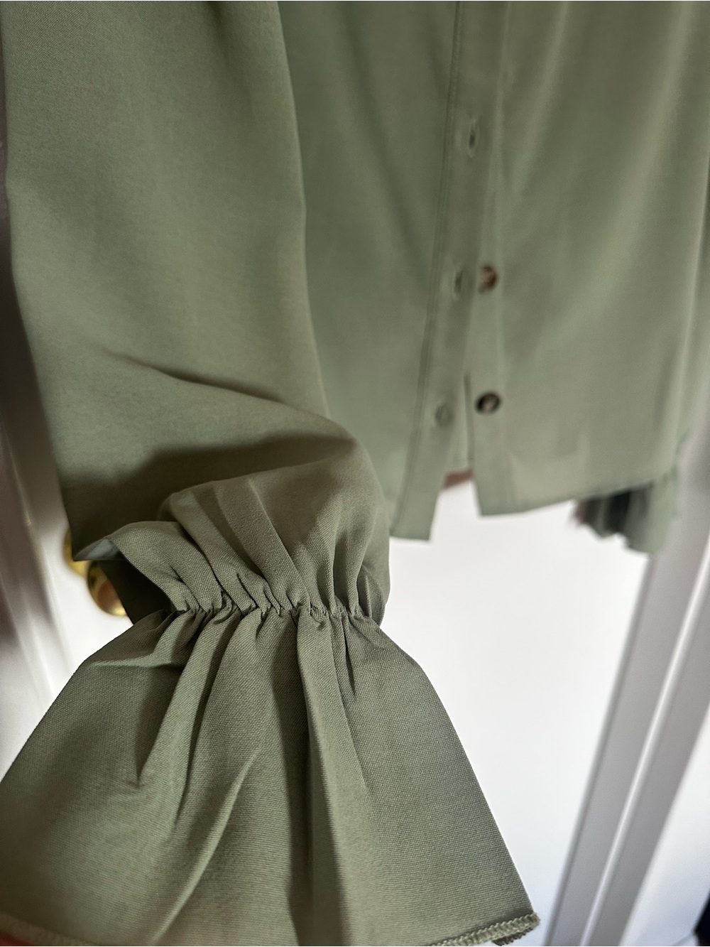 Sage Ruffle Button-Front Blouse - Picture 4 of 5
